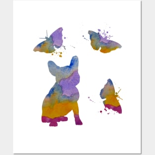 French Bulldog Art, Frenchie, Dog Butterflies Art Posters and Art